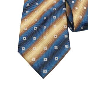 Croft & Barrow Geometric Tie Men’s 59.5” Gold Blue Ombre Stripe Classic New